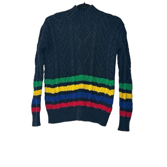 Lauren Ralph Lauren Sweaters - Lauren Ralph Lauren Sweater Top Women XS Cable Knit Striped Navy‎ Blue Outdoor